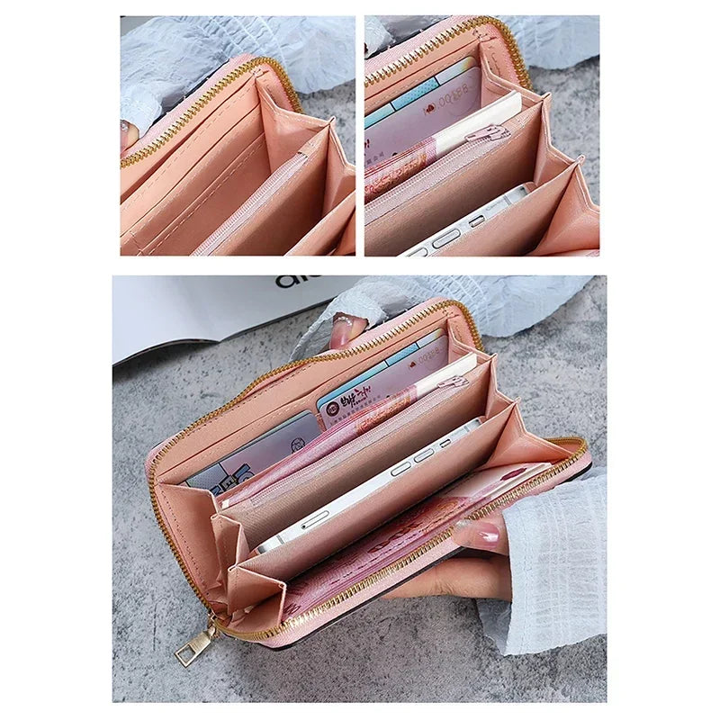 2024 Fashion Ladies Holding Long Wallets for Women Handbag Multi-function Card Mobile Phone Bag for Women Change Lady Purse