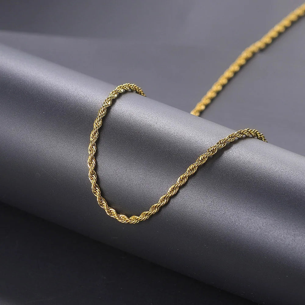 Hiphop Luxury Inlaid CZ Cross Pendant Rope Chain Necklaces for Men Women Punk Personality Rapper Accessory Fashion Neck Jewelry
