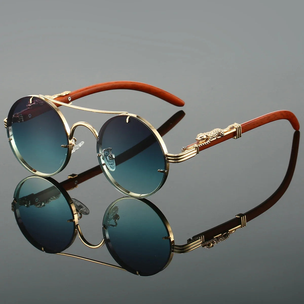 Retro Round Metal Sunglasses Fashion Pilot Gradient Driving Men's Shades Women Vintage Trendy Brand Design Sun Glasses