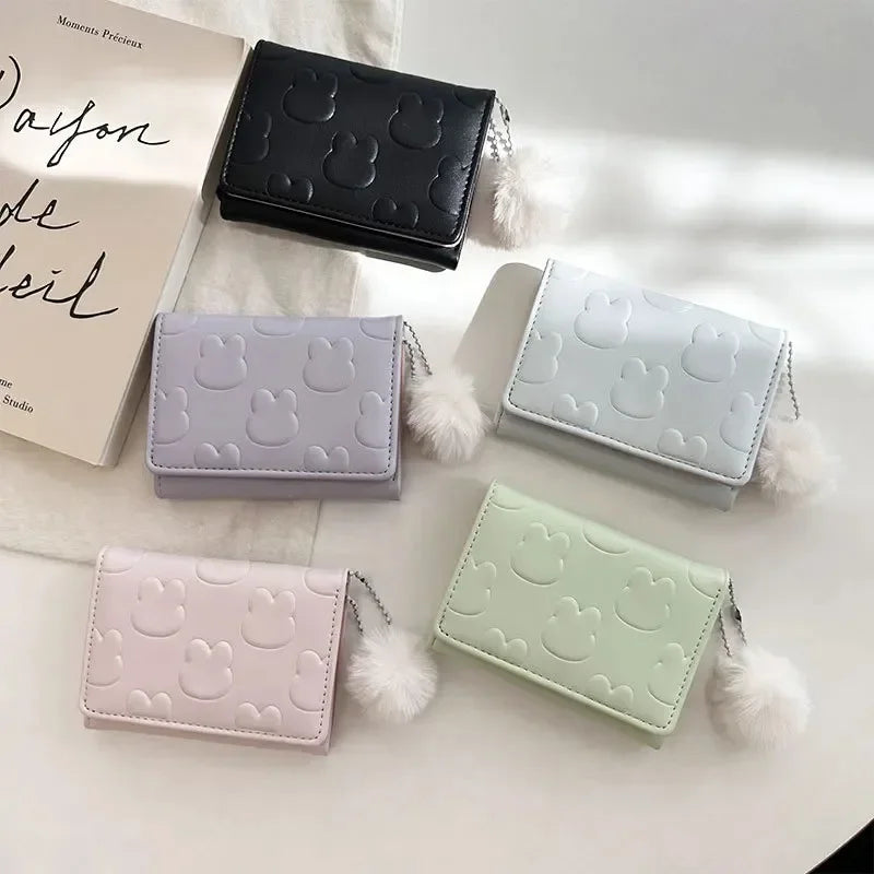 Cute Short Women's  Three Fold  Wallet Cartoon Rabbit Coin Purse Card Holder Girl Cartoon Clutch Women's Handbags Portable