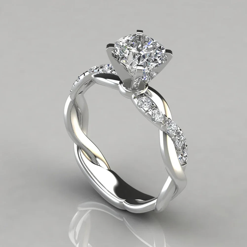 Classic Matching Wedding Rings Female Women's Engagement Rings With Zircon Crystal Stone Jewelry Accessories Wedding Day Gift