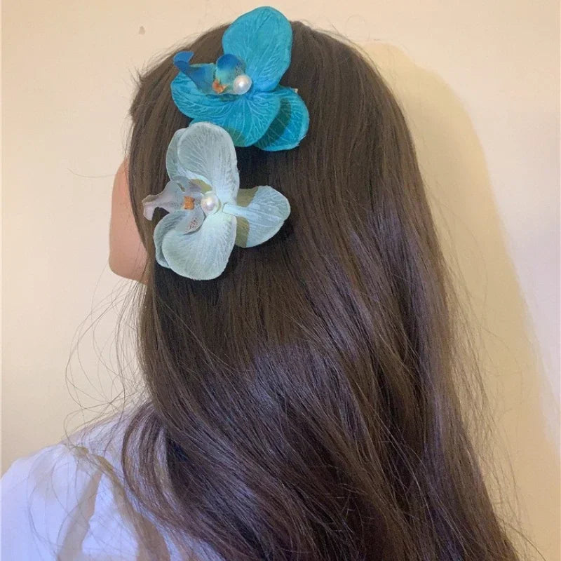 Phalaenopsis Pearl Hair Clip Flower Hairpin Orchid Butterfly Hairs Clip Hair Accessories Hair Styling Tools Bow Flower