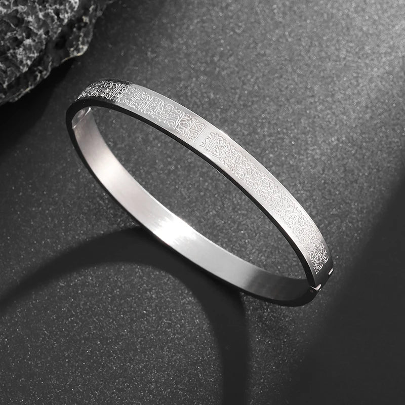 Stainless Steel Ayatul Kursi Cube Pendant Necklace Arabic Islamic Muslim Faith Religious Jewelry Ramadhan Gift for Women