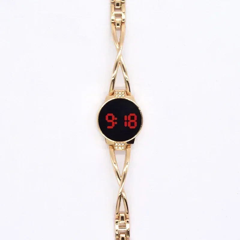 LED Fashion Watch for Women Bracelet Touch Screen Ladies Time Steel Band Electronic Student Ladies Simple Style Watches