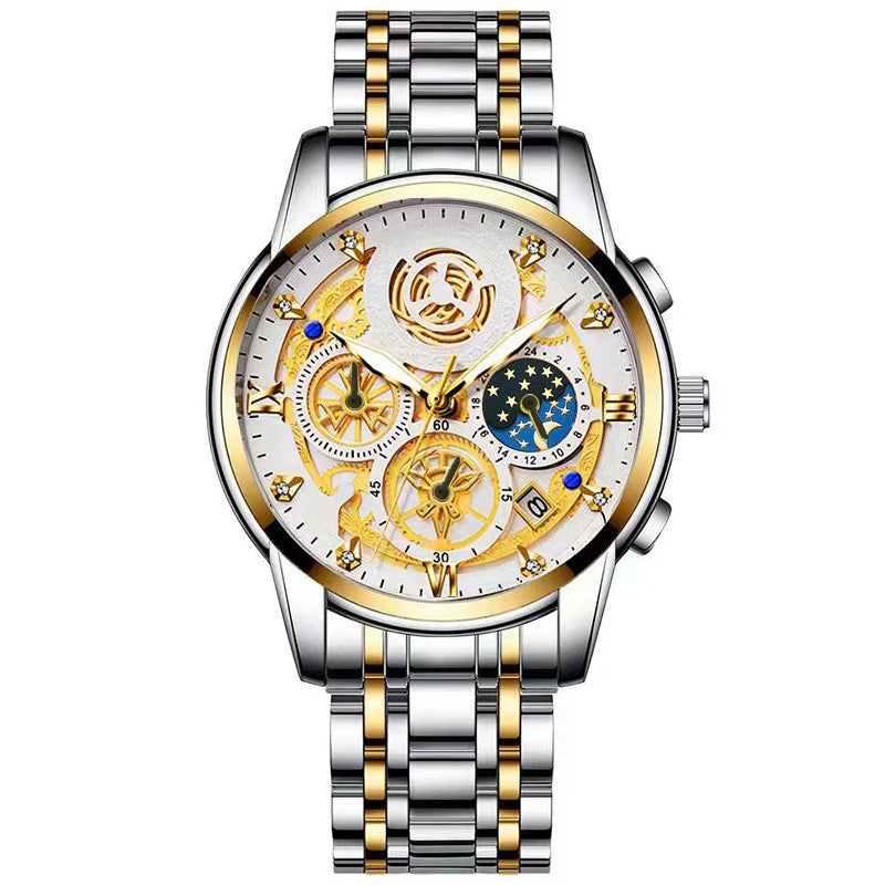 BINBOND Luxury Fashion Casual Quartz Men Watch Stainless Steel Strap Luxury Dial Luminous 30M Waterproof Business Men Wristwatch