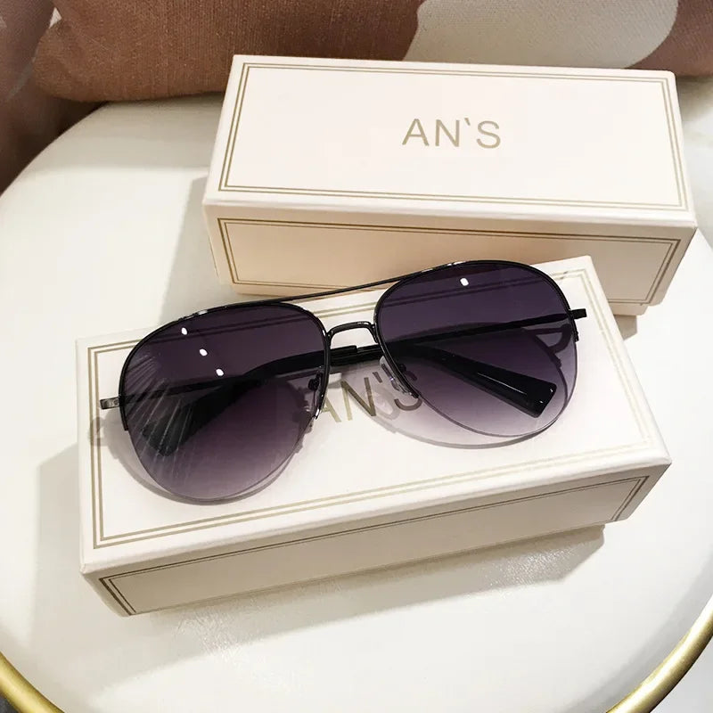 Fashion Gradient Sunglasses for Men Big Frame Pilot Sun Glasses Brand Design Anti-reflective
