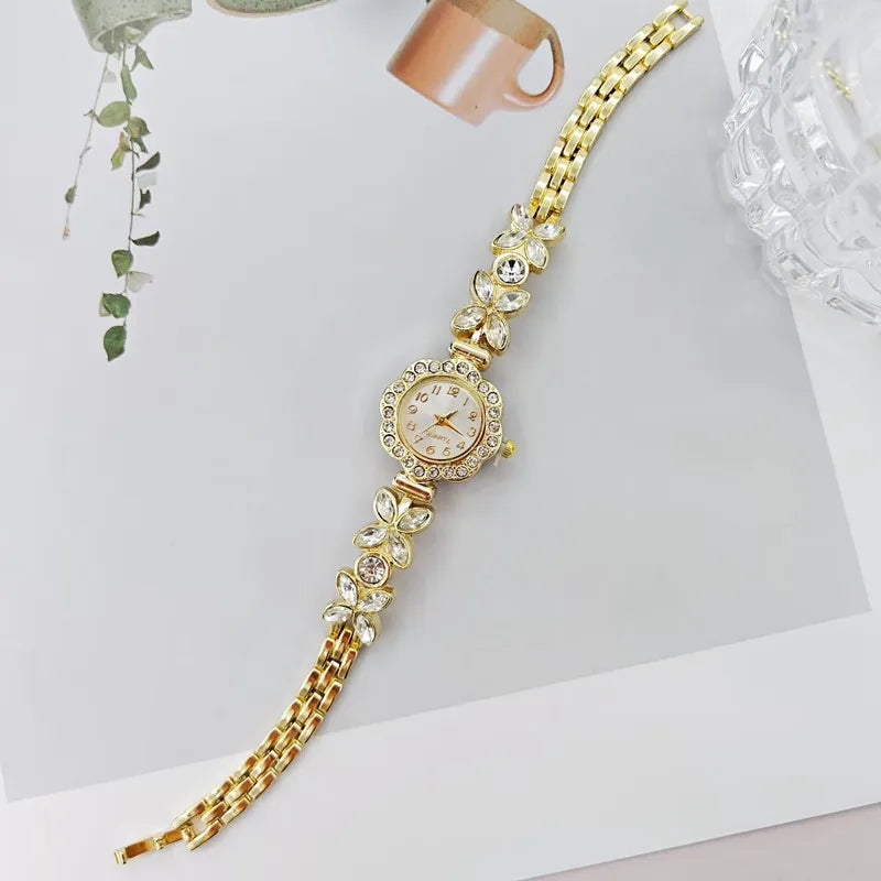 New Women Watch Wheat Ear Diamond Strap Quartz Watch Violet Petal Female Student Bracelet Wristwatch Relojes Para Mujer