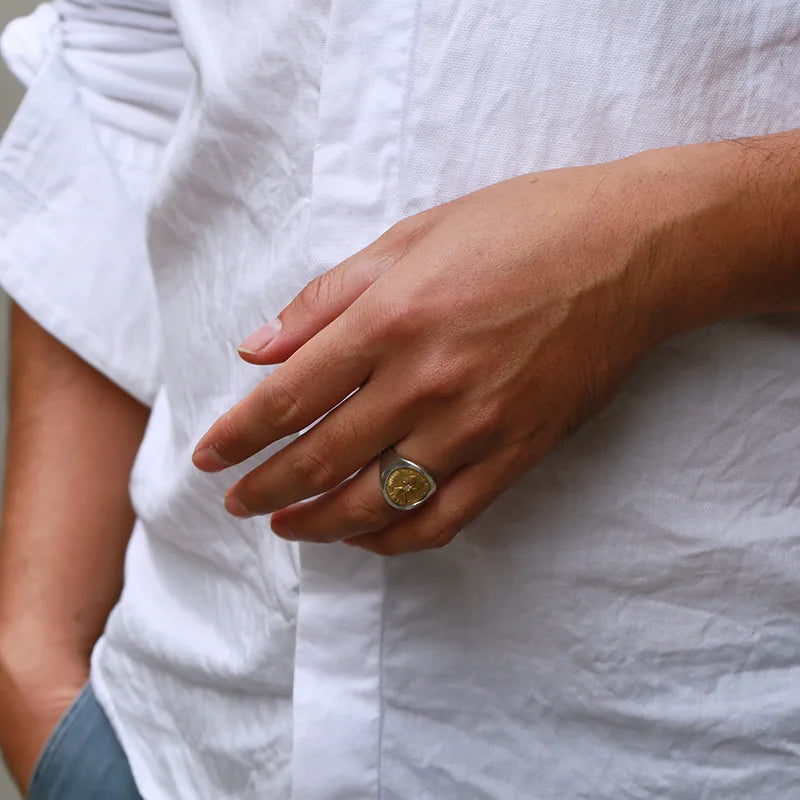 Creative Handmade Coin Open Ring Fashion Trend Elizabeth Brass Coin Adjustable Ring Women Jewelry Gift