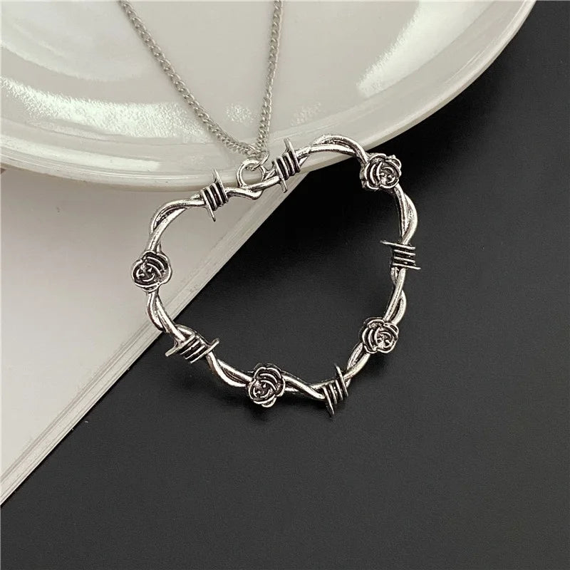 Punkl Big Cross Pendant Necklaces for Women Men Gothic Irregular Cross Clavicle Chain Necklaces Aesthetic Jewelry