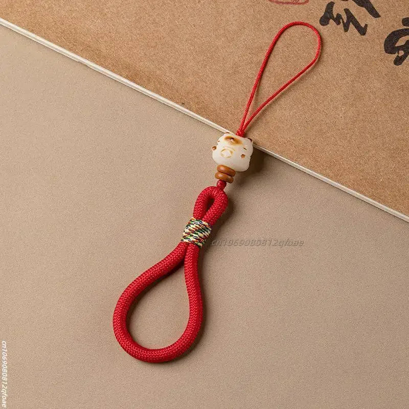 Cute Bodhi Lucky Cat Mobile Phone Wrist Hanging Chain Pendant Pendant Exquisite Anti-loss Drop-resistant Mobile Case Lanyard