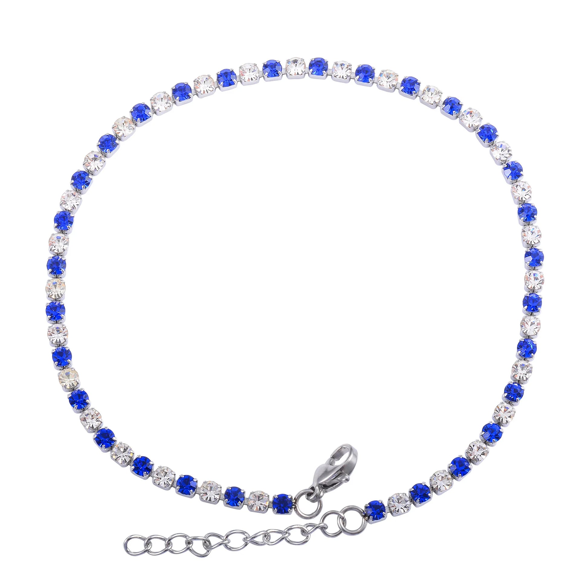 3mm Wide Bling Bling Rhinestone Cubic Zirconia Tennis Bracelet for Women Hand Crystal Chain Bangle Ankle Anklet Stainless Steel