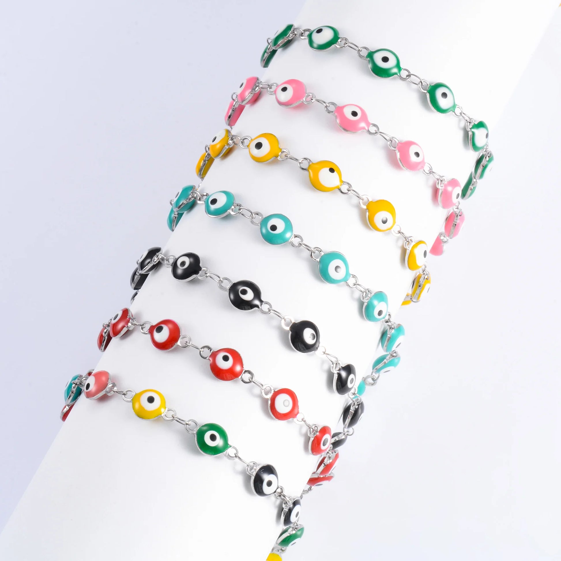 6mm Wide Egg Evil Turkey Eye Chain Stainless Steel Bracelet for Women Girl Ankle Anklet Summer Jewelry Accessories for Hand Foot