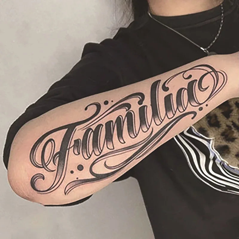 Long Lasting Temporary Tattoo Stickers Men Arm Sleeve Body Painting Juice Ink Fake Tattoo For Male Adult Semi Permanent Tattoos