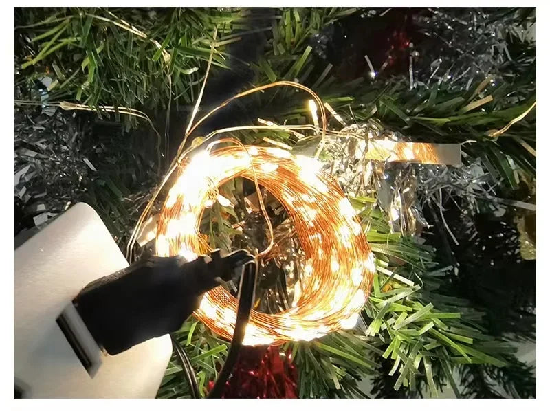 20M Waterproof USB LED Lights String Copper Silver Wire Garland Light Fairy Lights For Christmas Wedding Party Decoration Wreath