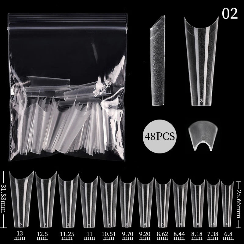 False Nail Tips Extension System Full Cover Sculpted Coffin False Fake Nail Tips DIY Practice Manicure Tools Quick Building Mold