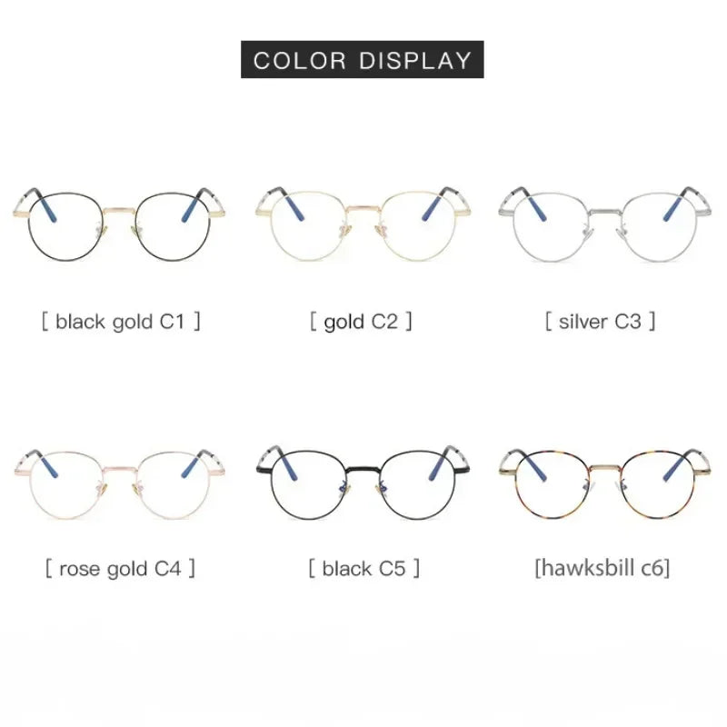 Metal Round Anti Blue Light Glasses Women Men Classic Trend Eyeglasses Frames Transparent Computer Glasses Oculos Feminino