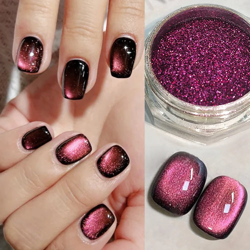 1 Box Red Cat Magnetic Powder Water Light Pink Cat Magnetic Effect Nail Chrome Pigment Dust Manicure New Year Nail Art Supplies