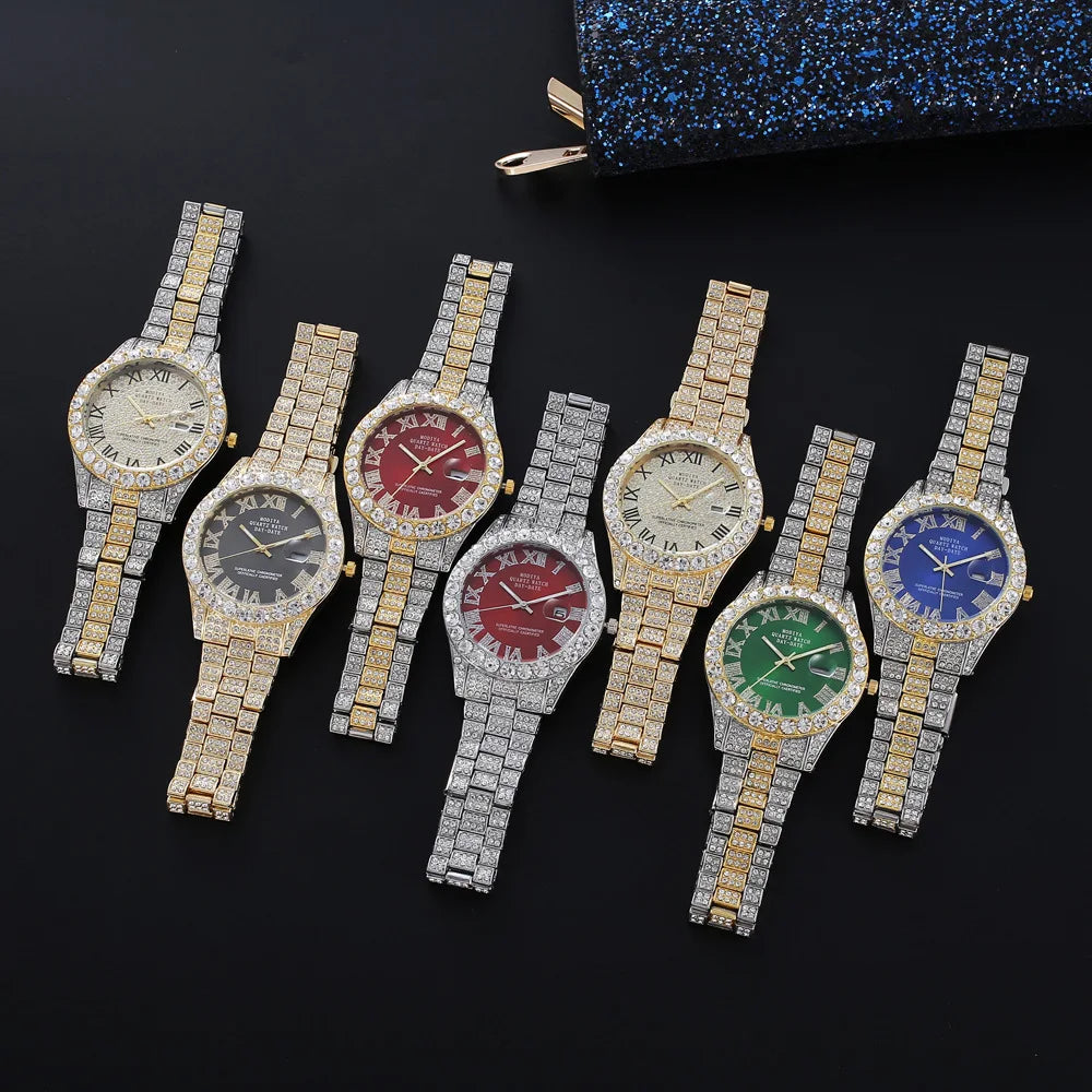 Hip Hop Diamond Bling Watch Men Gold Color Men’s Quartz Watches Luxury Male Clock Relogio Masculino Dropshipping Gifts