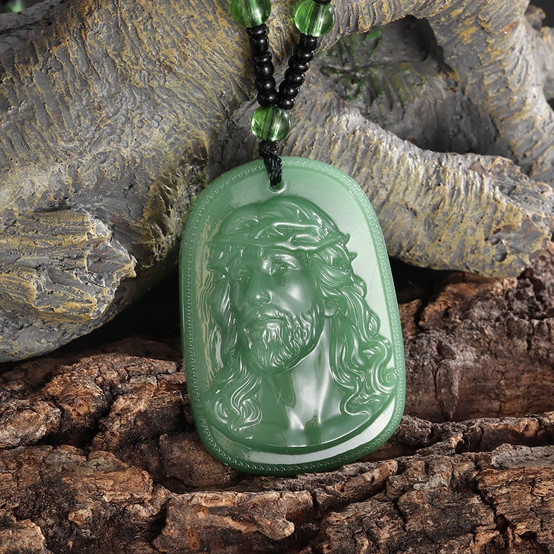 Exquisite Luxury Bamboo Imitation Jade Dragon Column Phoenix Necklace Suitable for Men and Women's Fashionable Charm Jewelry