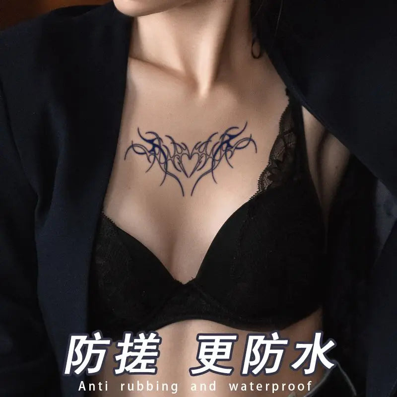 Herbal Juice Heart Tattoo Stickers for Women Arm Thigh Temporary Tattoos Waterproof Fake Tattoo Lasting Sexy Tattoo Stickers
