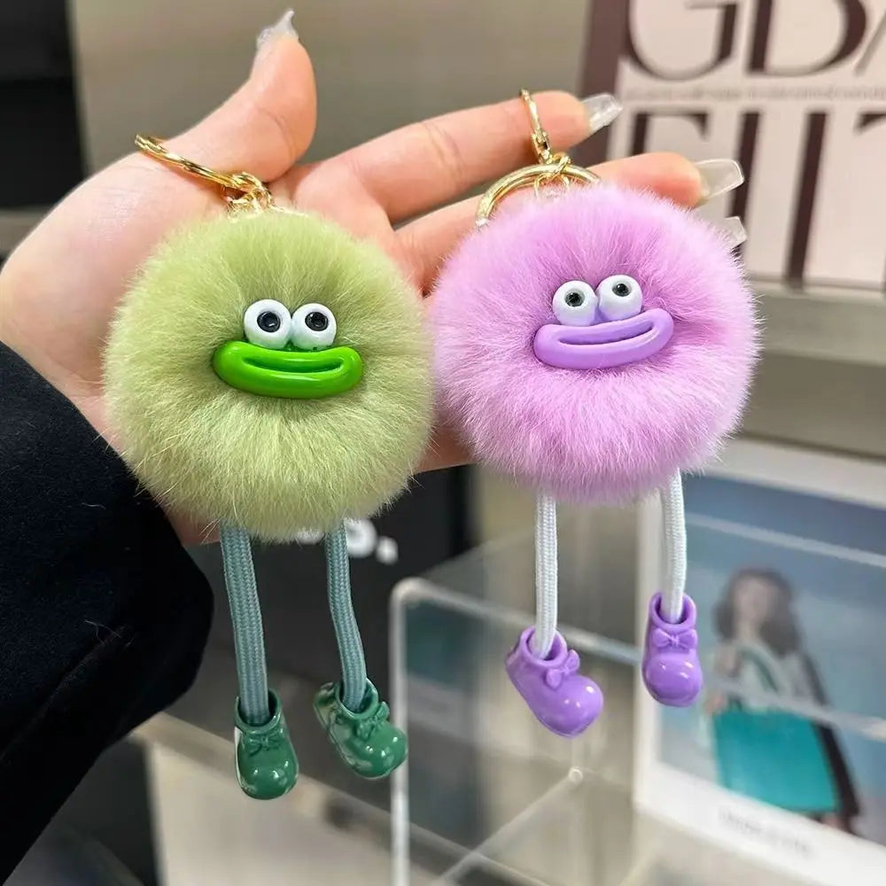 Cute Big Eyes Plush Toys Keychain Cartoon Briquettes Keychain Briquettes Car Keychain Pendant Korean Plush School Bag Pendant