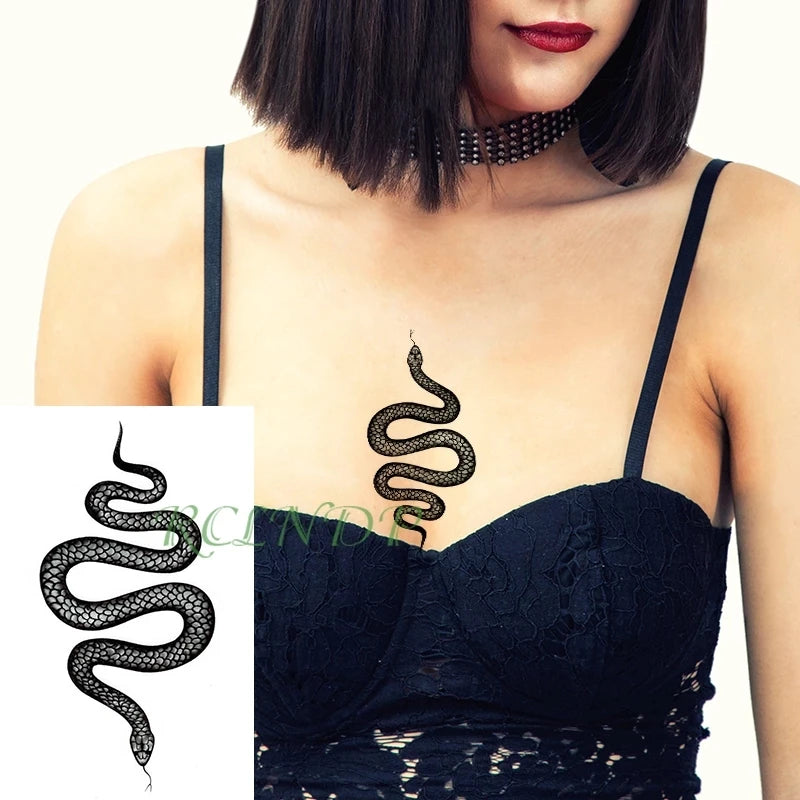 Waterproof Temporary Tattoo Sticker Neck Black Gothic Punk Devil Bull Cross English Letters Flash Tatoo Fake Tatto for Woman Men