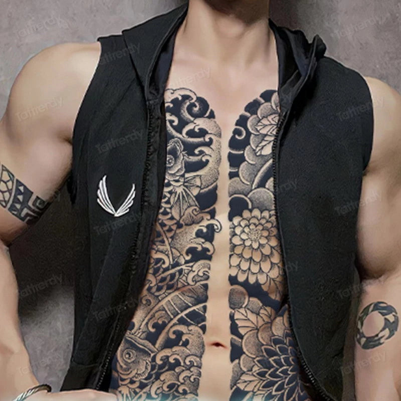 Angel Wings God Tattoo Stickers Realistic Juice Ink Semi Permanent Full Back Body Tattoo Temporary Lasting 2 Weeks Men Adult