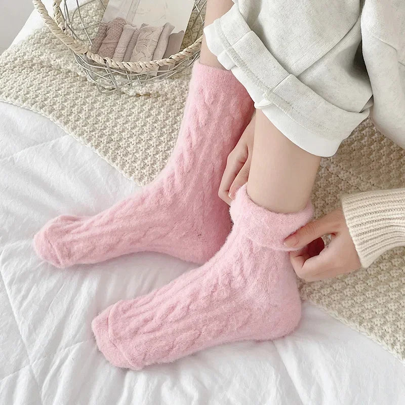 Winter Warm Coral Fleece Socks Women Solid Loose Sleeping Sock Velvet Home Fluffy Stocking Thicken Thermal Sox Calcetines