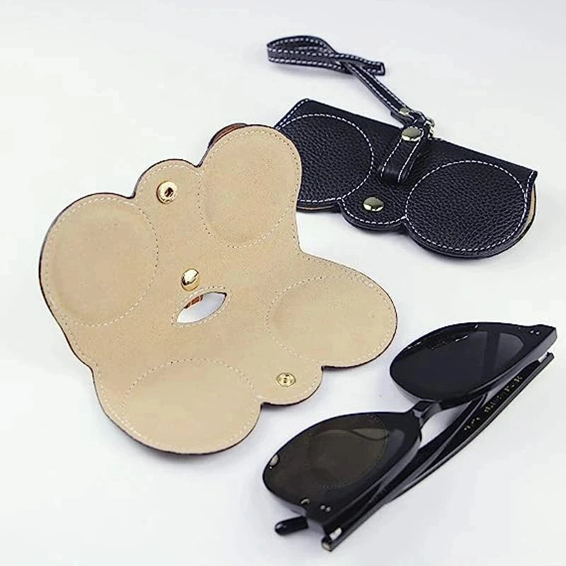 New PU Sunglasses Bag Portable Eyeglass Case Sunglasses Protection Cover Cute Eyeglass Clip Simple Eyeglass Bag Pendant