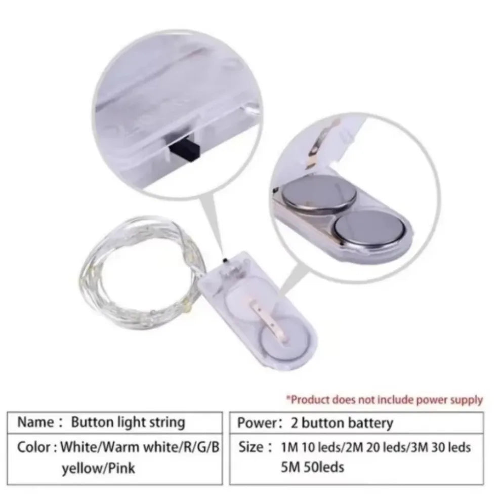5M Waterproof LED String Lights Copper Wire Fairy Lights Battery Operated DIY Wedding Party Christmas Decoration Lights String