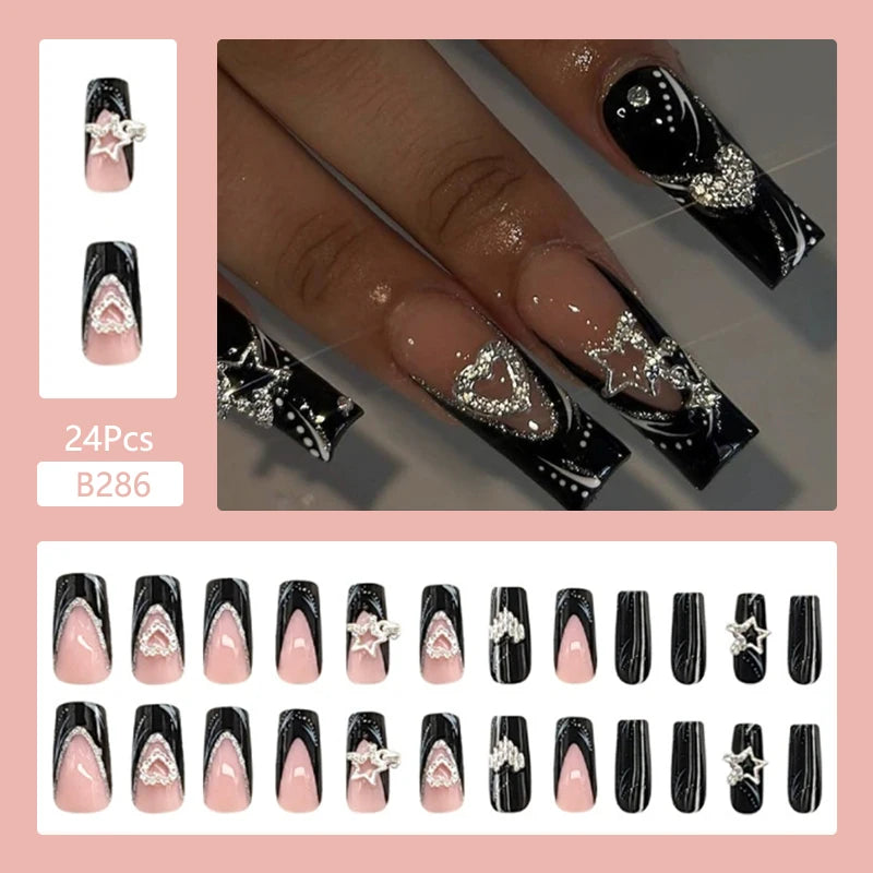 24Pcs/Set Cute and Playful Wearing False Nails French Design Fresh Press on Nail Art Removable Fake Nails
