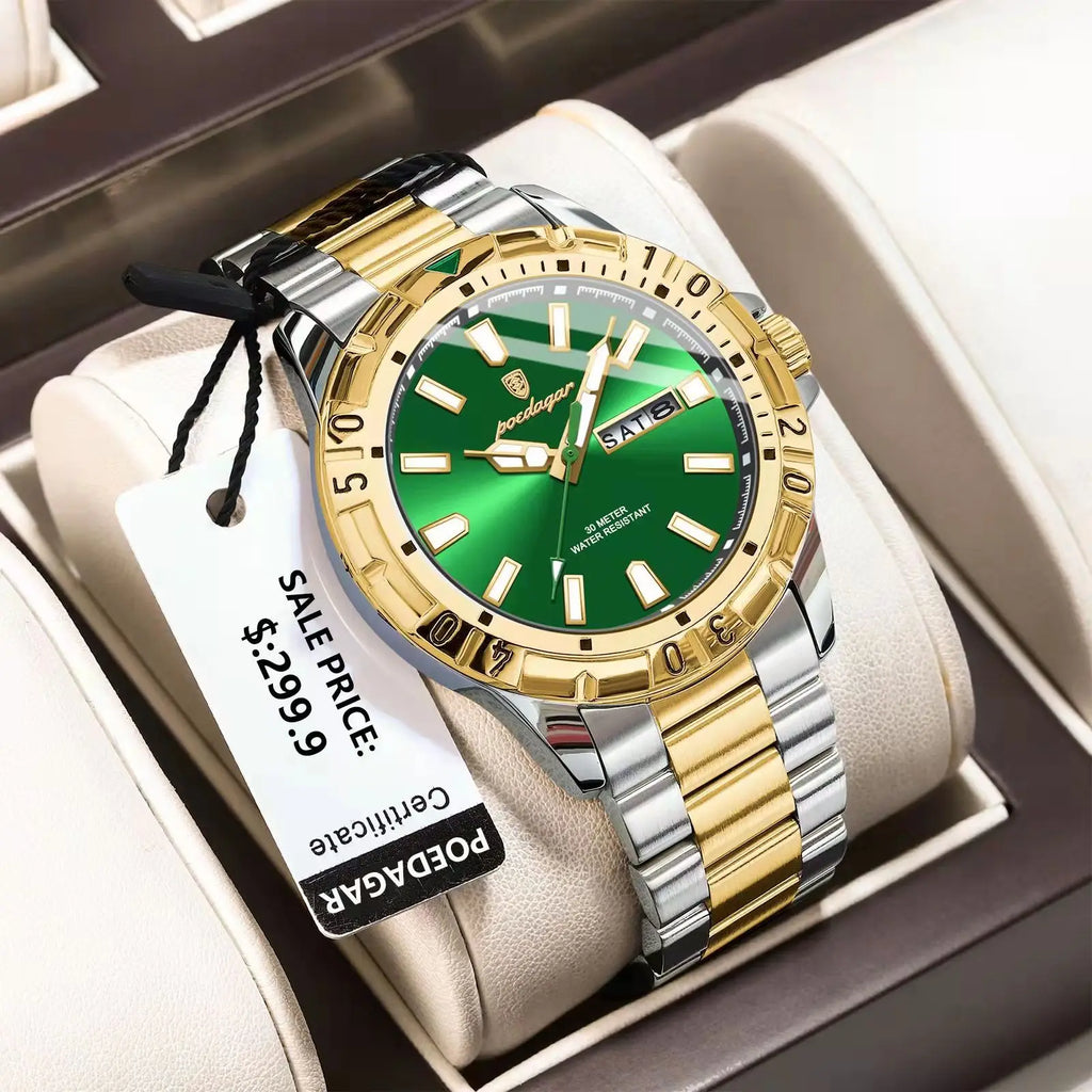 POEDAGAR Luxury Quartz Man Watch Waterproof Luminous Date Week Men Watch Military Stainless Steel Men's Watches Sport Male Clock