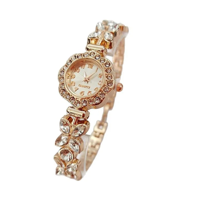 New Women Watch Wheat Ear Diamond Strap Quartz Watch Violet Petal Female Student Bracelet Wristwatch Relojes Para Mujer