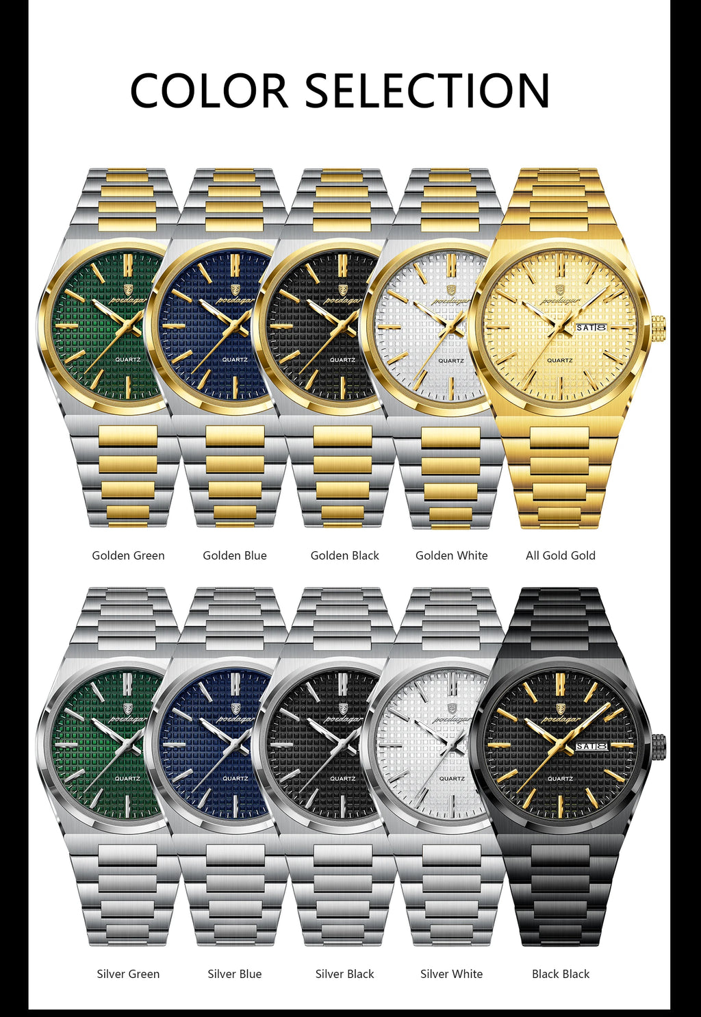 POEDAGAR Luxury Men Watch Date Week Waterproof Luminous Stainless Steel Watch For Man Casual Quartz Men's Watches Male Sport+Box