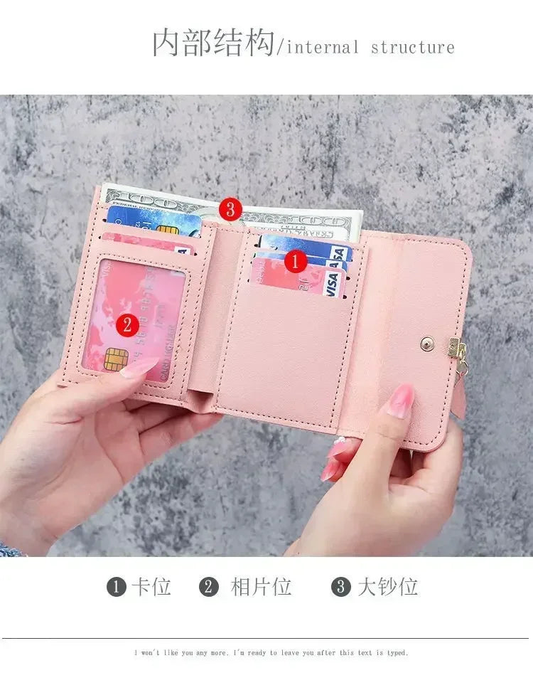 Fashion Short Women Wallets PU Leather Women Luxury Tassels Wallet Hasp Small Wallet Trend Coin Purse Ladies Card Holder Purses