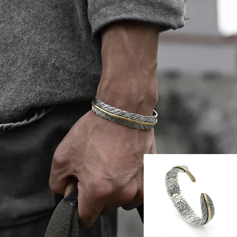 Silver-Plated Retro Six-Character Mantra Bracelet Men\\'s Heart Sutra Cuff Bangles Buddhist Religion Lucky Amulet Jewelry