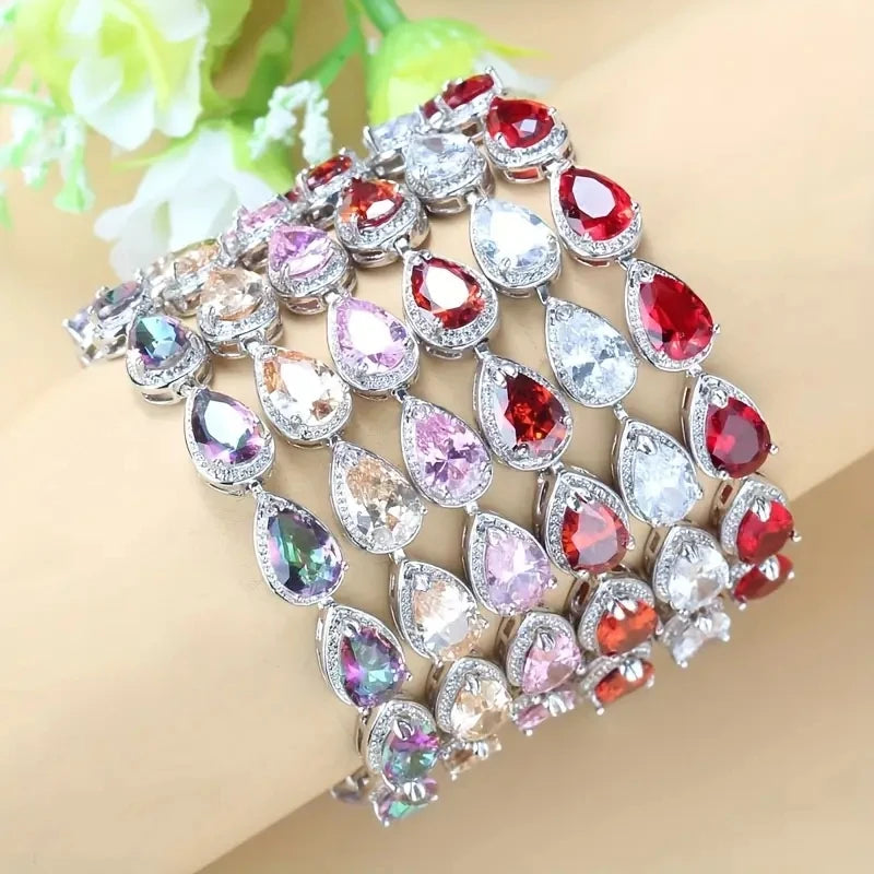 Elegant Shiny Water Drop Zircon Bracelet Fashionable Charm Jewelry Suitable for Daily and Banquet