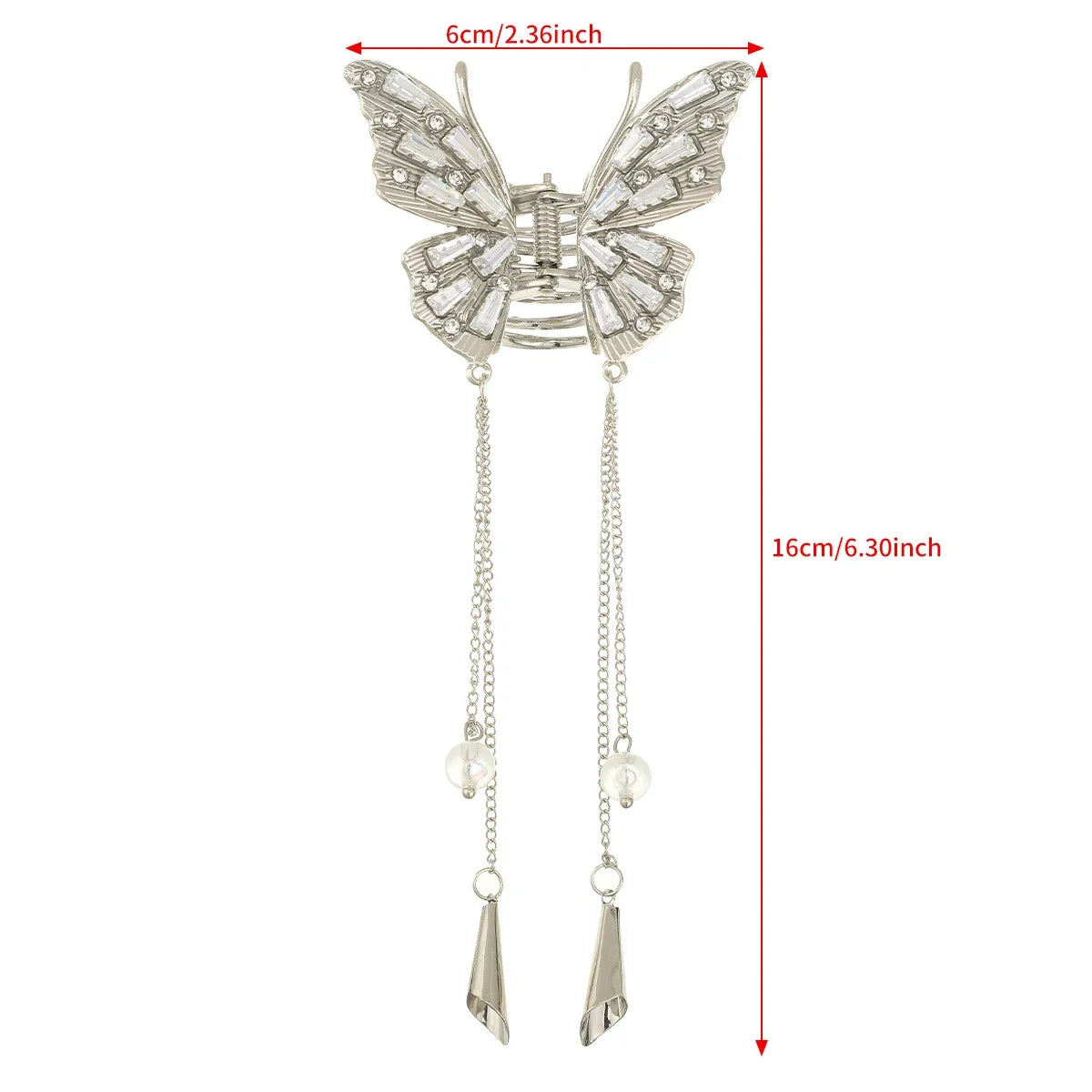 Crystal Butterfly Hair Claw Crab Clip for Women Girls Alloy Tassel Hair Clips Shark Clip Hair Accessories