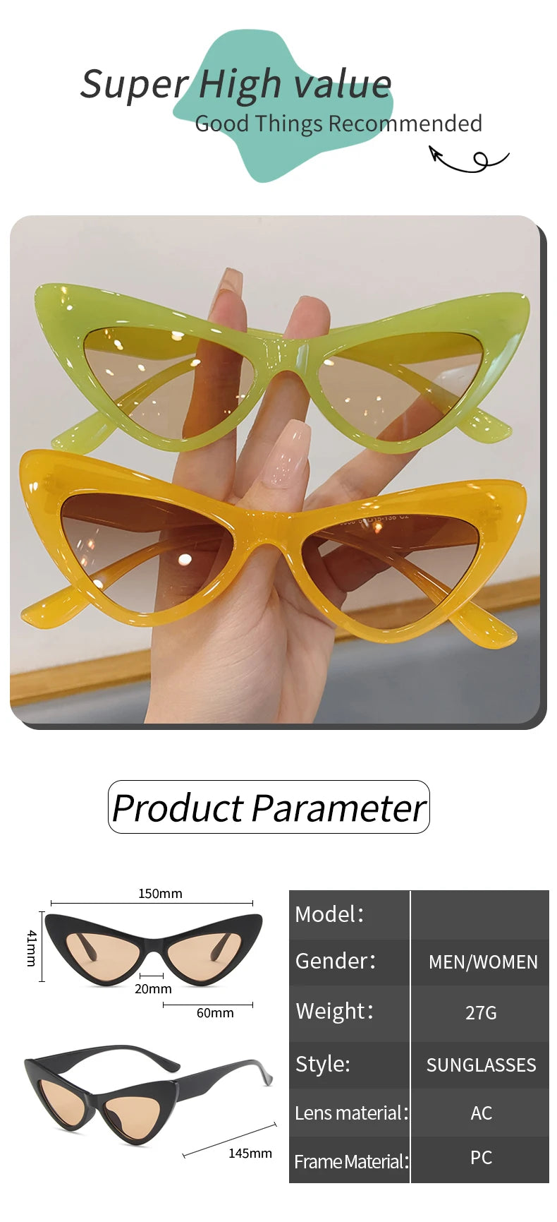 Fashion Cat Eye Sunglasses for Women 2023 New Fashion Vintage Personality Glasses Candy Colors Eyewear Outdoor Street Shooting