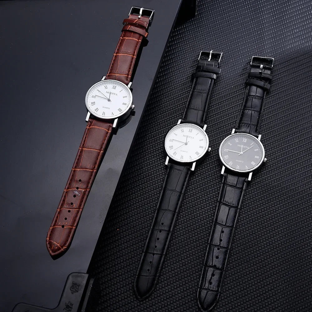 Men's Business Wrist Watch Luxury Leather Strap Analog Watches Ultra Thin Quartz Wristwatch Clock Men Women Casual Simple Watch