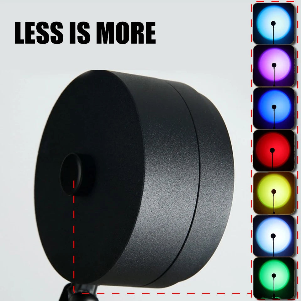 1x USB Sunset Lamp LED Rainbow Neon Night Light Projector Photography Wall Atmosphere Lighting for Bedroom Home Room Decor Gift