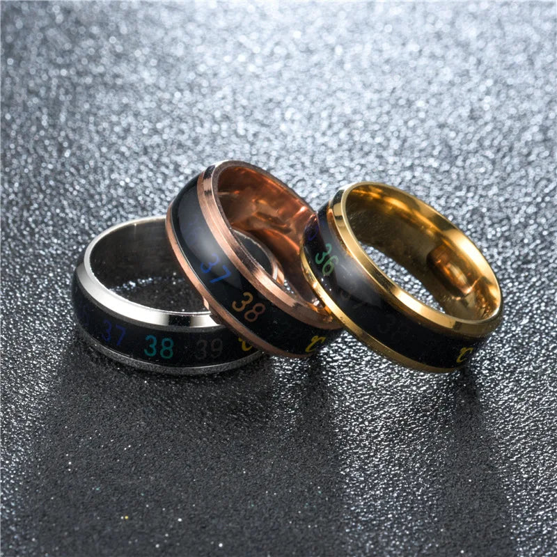 Fashion Smart Induction Temperature Couple Ring Display ECG Temperature Lovers Rings Jewelry for Men Women Accessories Gifts