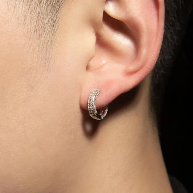 Iced Out Cz Hoop Earrings Premium Hypoallergenic Earrings Statement Mens Hip Hop Punk Rock Rapper Jewelry