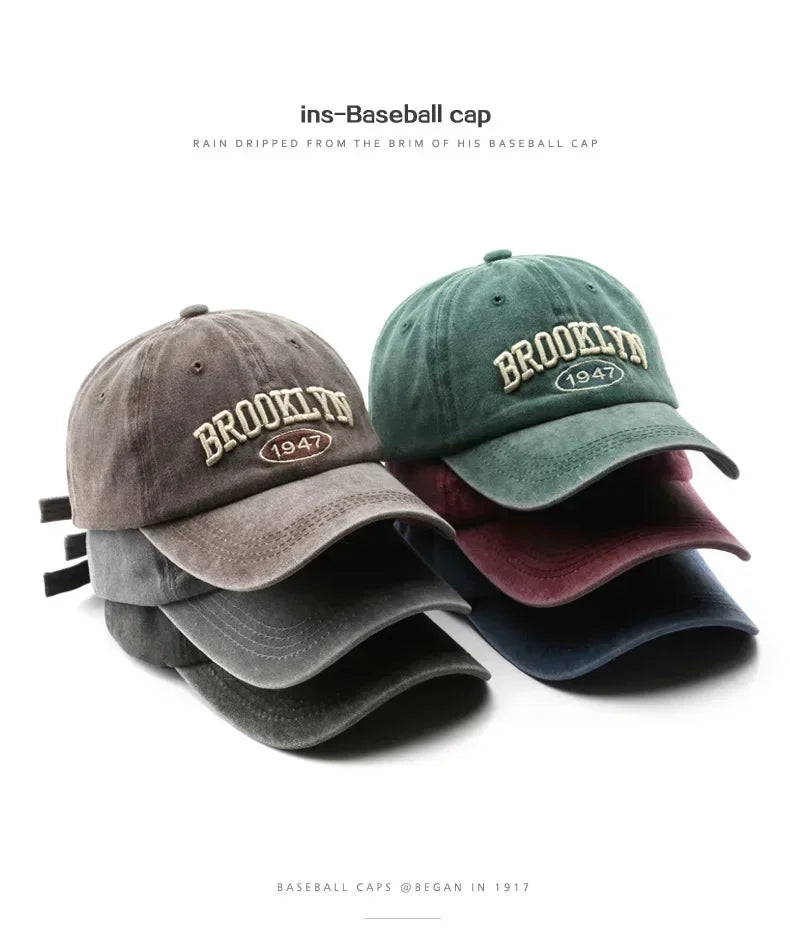 Men Women Spring Summer Retro brooklyn Letter Baseball Caps Cotton Embroidery Adjustable Casual Hat Hip Hop Streetwear Sun Hats