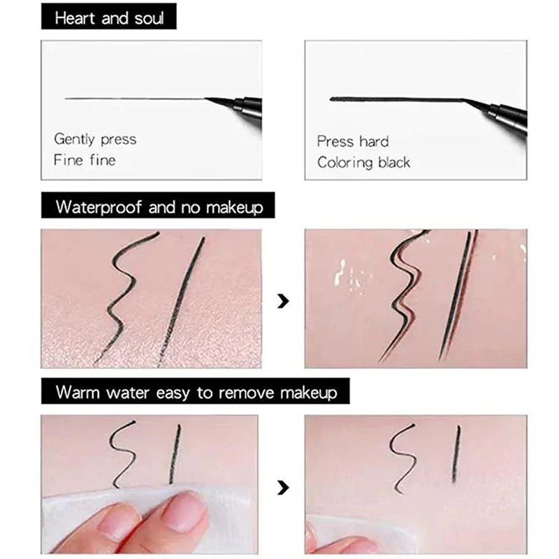 QuickDry Eyeliner Pencil Makeup Long Lasting Smooth Matte Eye Liner Waterproof Anti Smudge Liquid Eyeliner Pen Eyes Cosmetics