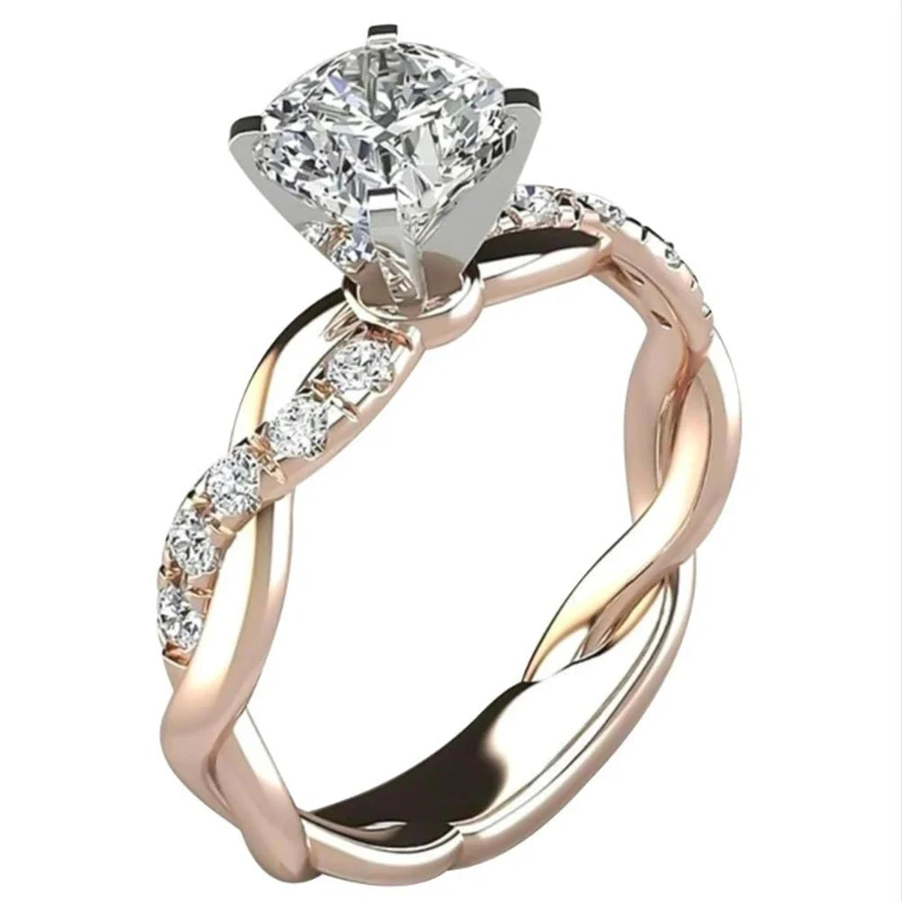 Classic Matching Wedding Rings Female Women's Engagement Rings With Zircon Crystal Stone Jewelry Accessories Wedding Day Gift