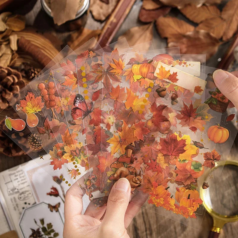 1pack Transparent Flowers Plants PET Decorative Stickers Diary Scrapbooking Material Deco Album Stationery Stickers