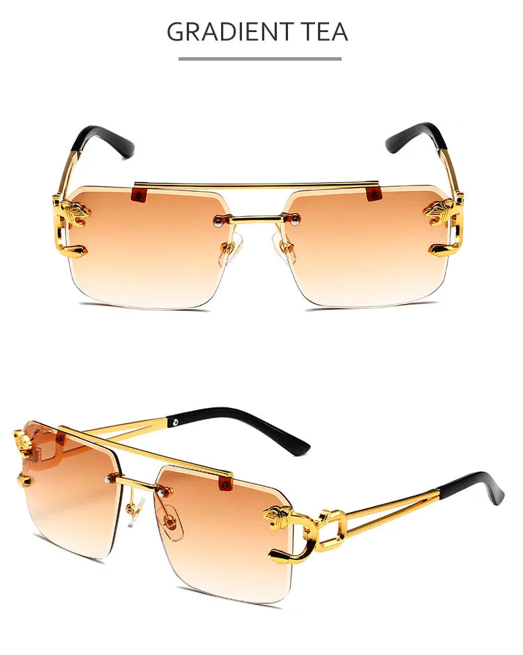 Vintage Rimless Sunglasses for Men Steampunk Sunglasses Retro Women Punk Fashion Glasses Retro Shades Gafas De Sol Sonnenbrill