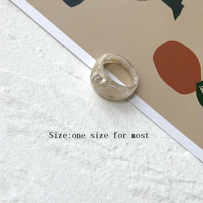 1 Pcs Korea Vintage Transparent Resin Colorful Rings Chic Colorful Acrylic Geometric Irregular Ring for Women Jewelry Gifts New