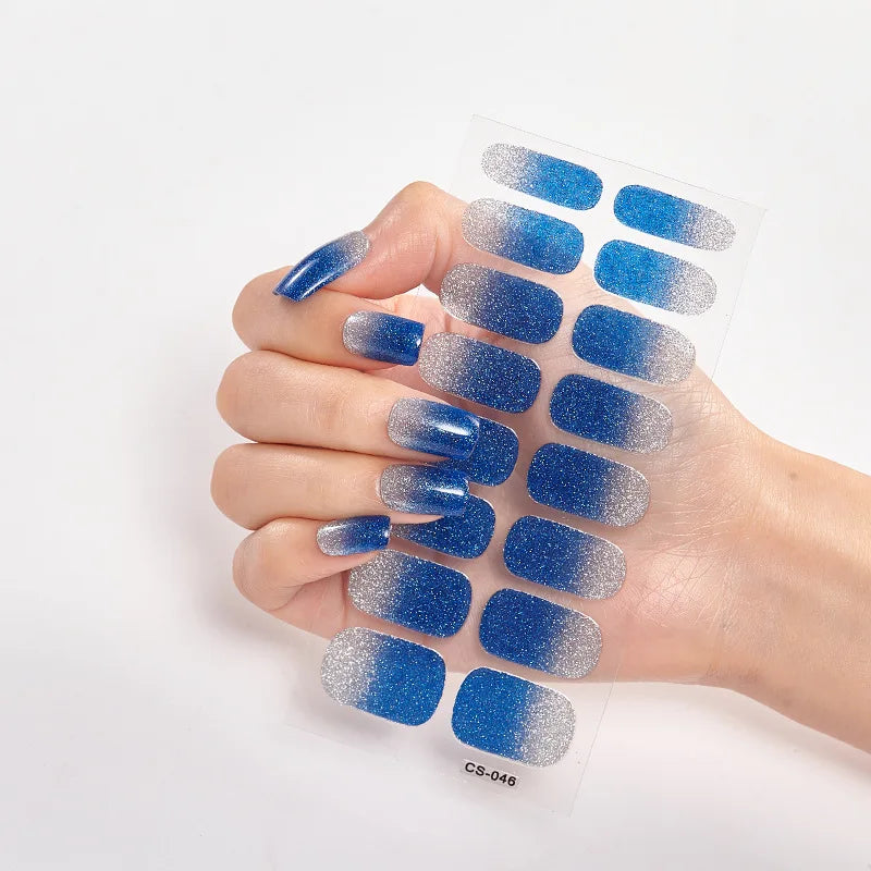 Baking Free Nail Stickers Wholesale Gradient glitter Nail Stickers Simple Waterproof Nail Sticker Full Color Solid Color Sticker